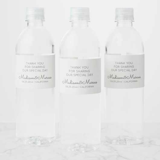 Moderne en Elegante Bruiloft Typografie Waterfles Etiket (Flessen)