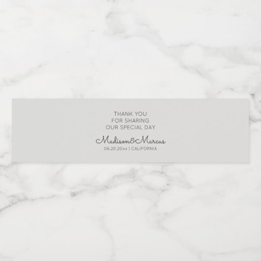 Moderne en Elegante Bruiloft Typografie Waterfles Etiket (Enkel label)