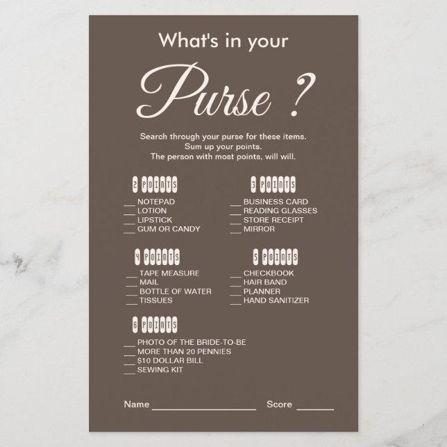 Moderne en elegante bruine Vrijgezellenfeest game (Achterkant)