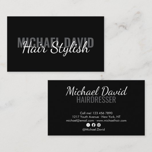 Moderne en Elegante chic kapselstylist script Visitekaartje (Voorkant / Achterkant)