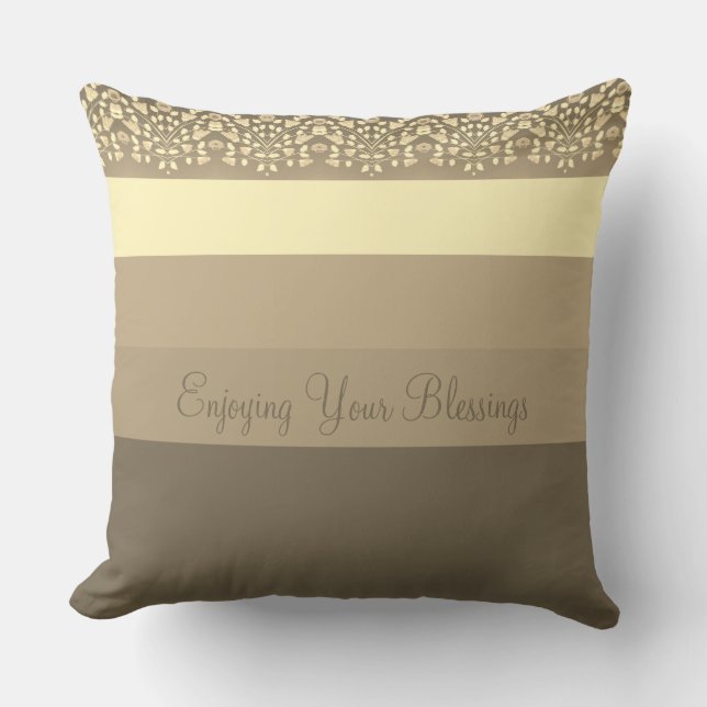 Moderne en elegante crème en taupe patroon kussen (Voorkant)