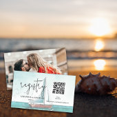 Moderne en elegante cruise bruiloft qr code informatiekaartje