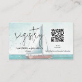 Moderne en elegante cruise bruiloft qr code informatiekaartje (Voorkant)