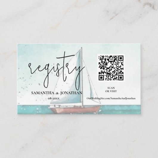 Moderne en elegante cruise bruiloft qr code informatiekaartje (Voorkant)