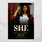 Moderne en elegante foto-Afstuderen Folie Uitnodiging (Voorkant)