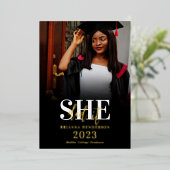 Moderne en elegante foto-Afstuderen Folie Uitnodiging (Staand Voorkant)