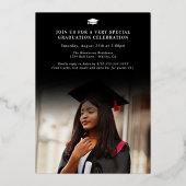 Moderne en elegante foto-Afstuderen Folie Uitnodiging (Achterkant)