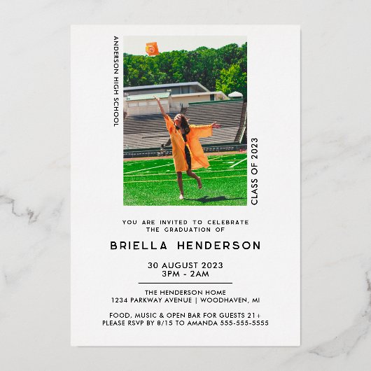 Moderne en elegante fotograafpartij folie uitnodiging (Achterkant)