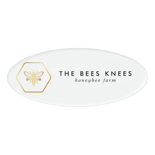 Moderne en elegante Golden Honey imker Naambadge (Voorkant)