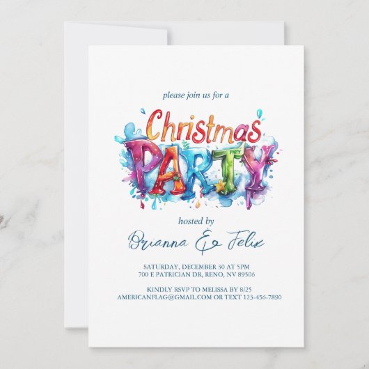 Moderne en elegante graffiti stijl kerstfeest kaart (Voorkant)