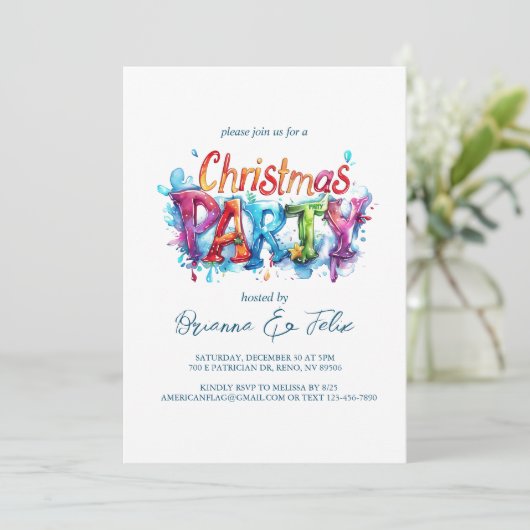 Moderne en elegante graffiti stijl kerstfeest kaart (Staand voorkant)