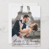 Moderne en Elegante Huwelijksfoto Liefde en Bedank Bedankkaart (Voorkant)