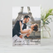 Moderne en Elegante Huwelijksfoto Liefde en Bedank Bedankkaart (Staand voorkant)