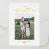 Moderne en elegante kerstfoto folie feestdagenkaart (Voorkant)