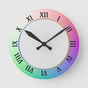 Moderne en elegante kleurrijke pastel regenboog ronde klok