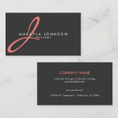 Moderne en elegante koraalroze Monogram Profession Visitekaartje (Voorkant / Achterkant)