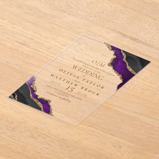 Moderne en elegante marmeren bruiloft acryl uitnodigingen (Laagn)