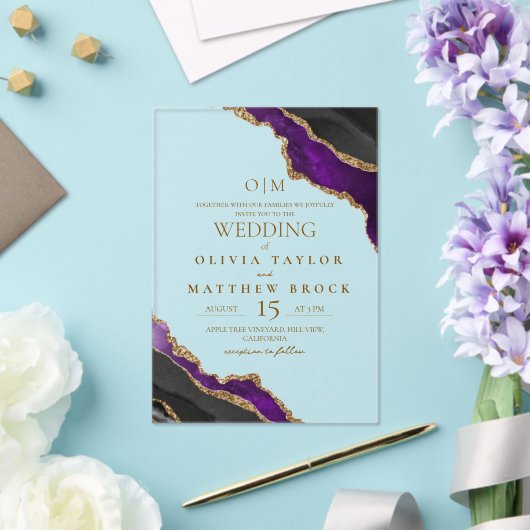 Moderne en elegante marmeren bruiloft acryl uitnodigingen (Insitu (Huwelijk))