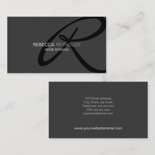 Moderne en elegante monogram Sjabloon Visitekaartje (Voorkant / Achterkant)