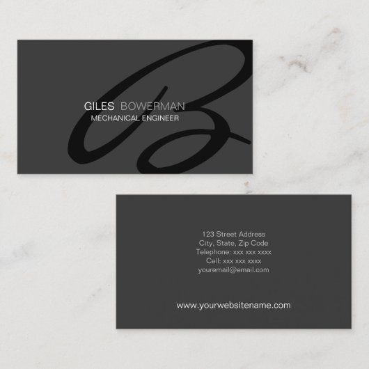 Moderne en elegante monogram visitekaartje (Voorkant / Achterkant)