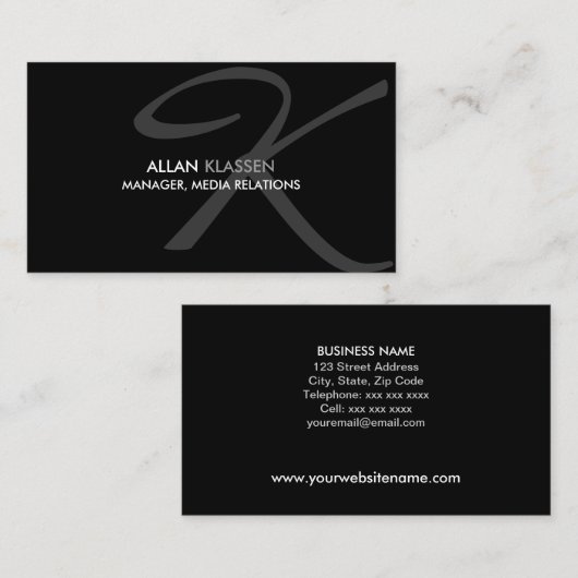 Moderne en elegante monogram visitekaartje (Voorkant / Achterkant)