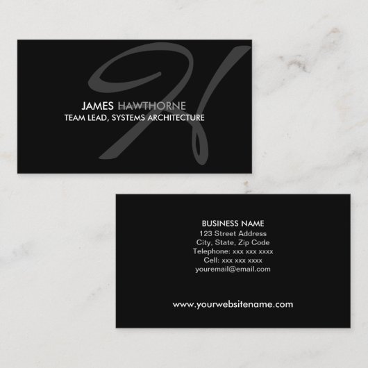 Moderne en elegante monogram visitekaartje (Voorkant / Achterkant)