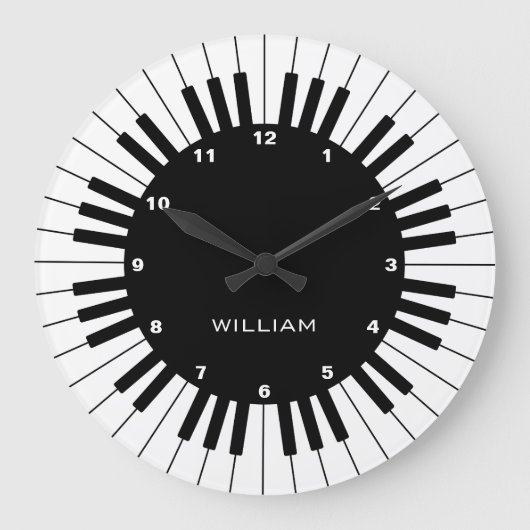 Moderne en elegante pianoketoetsen met aangepaste  grote klok (Voorkant)