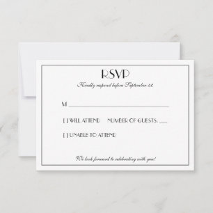 Moderne en elegante, stijlvolle bruiloft RSVP kaartje