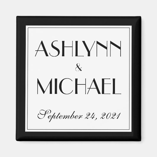 Moderne en elegante stijlvolle huwelijksdatum magneet (Voorkant)