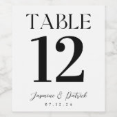 Moderne en Elegante Tafelnummer Wijnlabel Wijn Etiket (Enkel label)