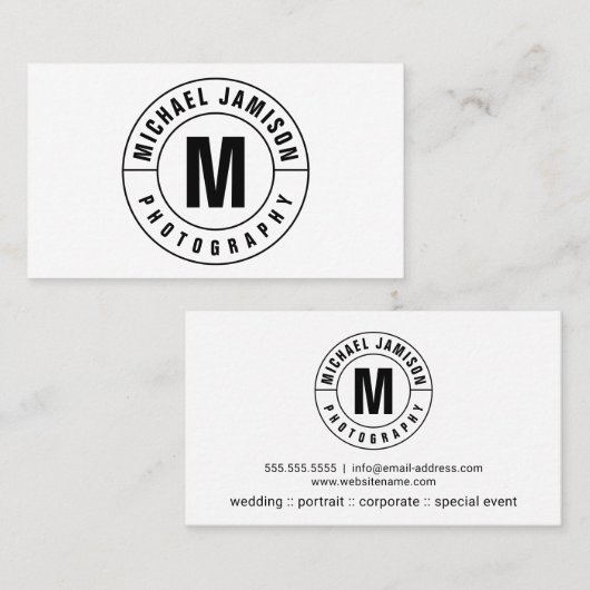 Moderne en elegante tekst van het Monogram Curved Visitekaartje (Voorkant / Achterkant)