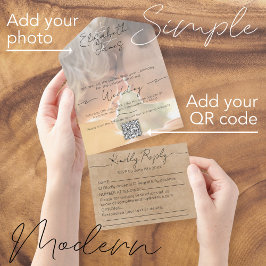 Moderne en elegante typografie Rustic Photo Weddin All In One Uitnodiging