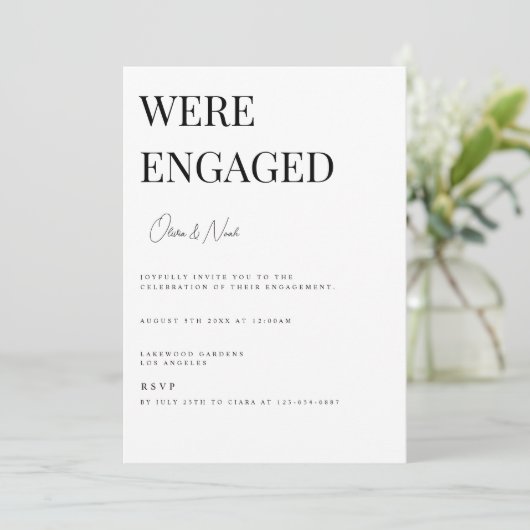 Moderne en elegante uitnodiging voor een White Eng (Staand voorkant)