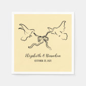 Moderne en elegante vogel met lint bruiloft servet (Voorkant)