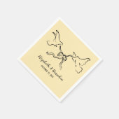 Moderne en elegante vogel met lint bruiloft servet (Hoek)