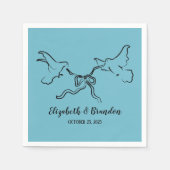 Moderne en elegante vogel met lint bruiloft servet (Voorkant)