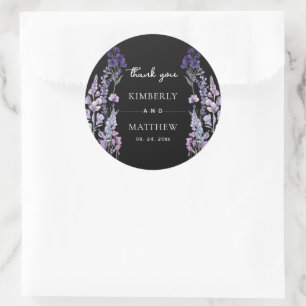 Moderne en Elegante Wilde Bloemen Rustieke Trouwda Ronde Sticker
