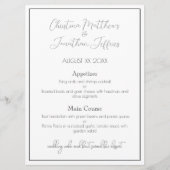 Moderne en Elegante Witte en Zwarte Trouwdiner Menu (Voorkant)
