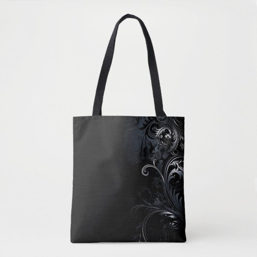 Moderne en Elegante Zwart Witte Bloemen Tote Bag (Voorkant)