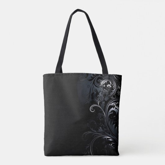 Moderne en Elegante Zwart Witte Bloemen Tote Bag (Achterkant)