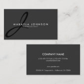 Moderne en elegante zwarte monogram Professional Visitekaartje (Voorkant / Achterkant)