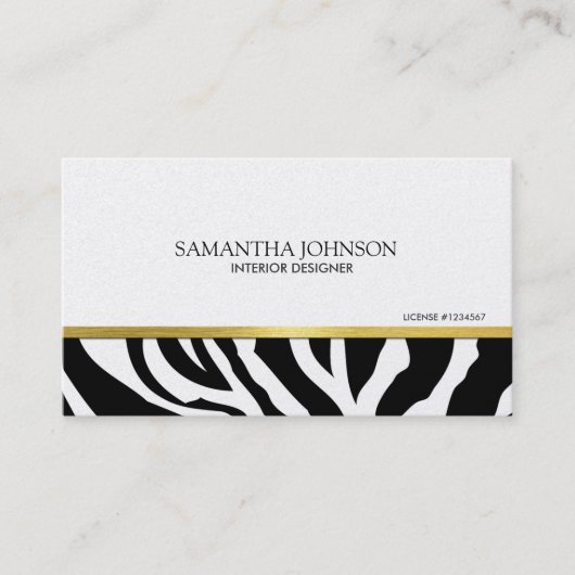 Moderne en elegante zwarte stripes en goudzebrastr visitekaartje (Voorkant)