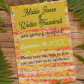 Moderne en felle golds en pinks redden de datum save the date