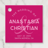 Moderne en gedurfde magenta bruiloft bedankjes labels (Voorkant)