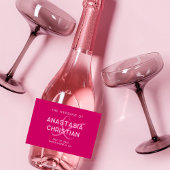 Moderne en gedurfde magenta bruiloft sparkling wijnetiket