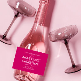 Moderne en gedurfde magenta bruiloft sparkling wijnetiket