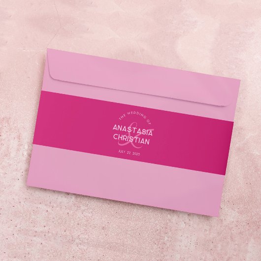 Moderne en gedurfde magenta bruiloft uitnodigingen wikkel