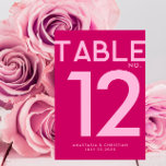 Moderne en gedurfde magenta kaart<br><div class="desc">Introductie van onze prachtige Magenta Table Number Kaart, ontworpen om uw bruiloft te voorzien van een uitbarsting van gedurfde en moderne elegantie. Gemaakt met oog voor eigentijdse stijl, elke kaart heeft een levendige magenta achtergrond die belooft prachtig op te vallen tegen het verfijnde palet van uw bruiloft decor. Het strakke,...</div>