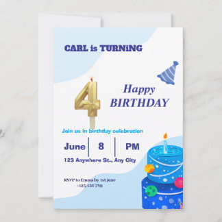 Moderne en geschikte Blue Birthday Invitation Feestdagenkaart