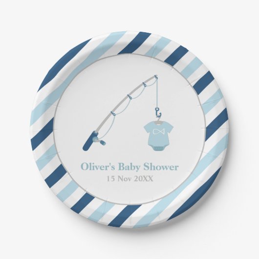 Moderne en Geviste Baby showers Papieren Bordje (Voorkant)